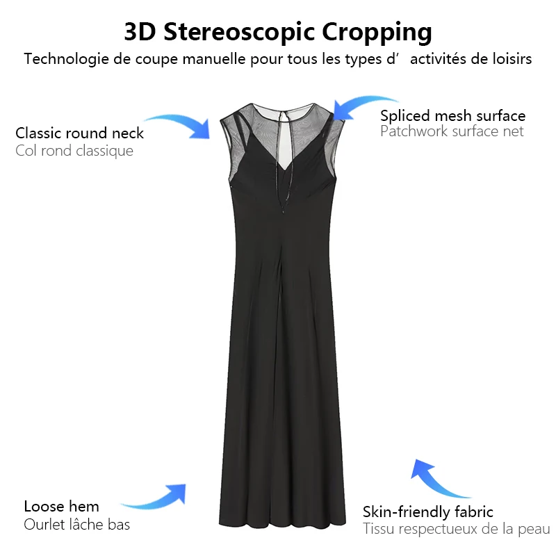 Womens Dresses Sleeveless Sheer Long Dress For Women Elegant Mid Length Dress For Autumn And Winter Suitable For Work And Dates