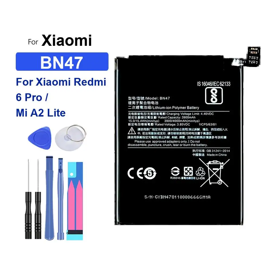 

BN47 3000mAh High-Efficiency Mobile Phone Battery For Xiaomi Redmi 6 Pro for MI A2 Lite Long Lasting