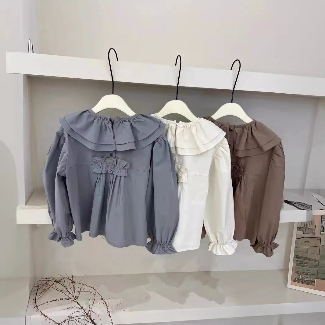 

2-7 years Kids bouses for girl clothes Autumn 2024 New Casual Lapel Long Sleeve Shirt