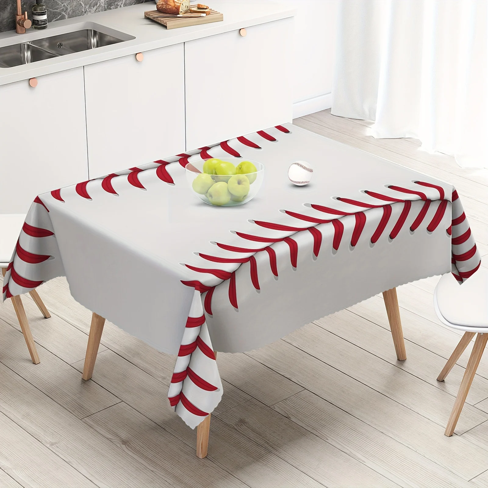 One baseball tablecloth, rectangular tablecloth, game tablecloth, white round tablecloth