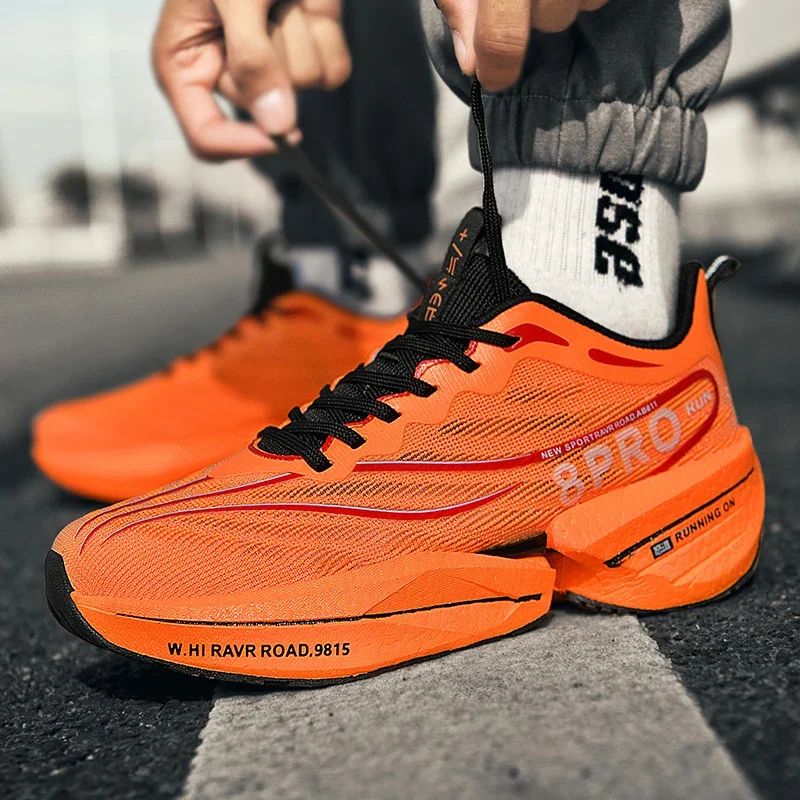 Men\'s Sneakers Carbon Plate Marathon Racing Cushioning Anti-slip Running Shoes Thick-soled Wear-resistant Couple Tennis Shoes