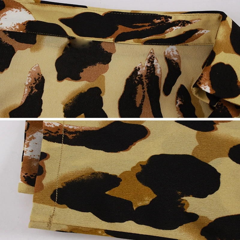 فستان نسائي بأكمام طويلة بطبعة الفهد، مقاس كبير، أزرار طية صدر السترة الجديدة، فستان صيفي برباط. #6