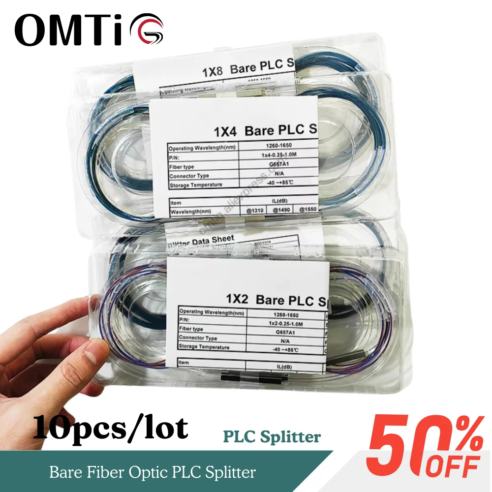 

10pcs/lot Color Fiber Optic PLC Splitter Without Connector Cable 250um 0.9mm Mini Blockless 2,4 Ports PLC Splitter