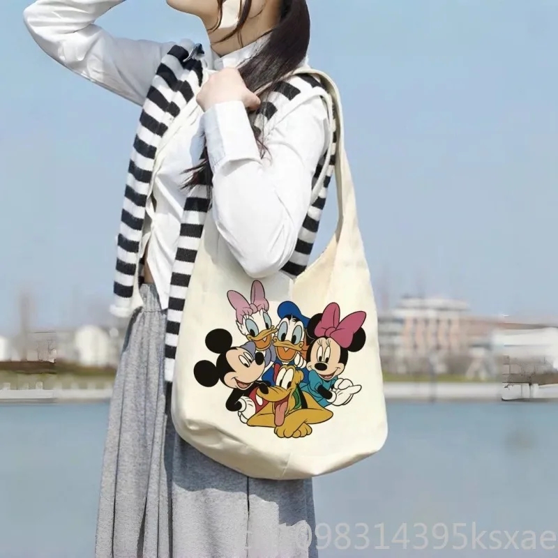 

Disney Mickey Mouse Canvas Shoulder Bag for Women Girls Large Capacity Crossbody Handbag for Daily Use Travel shopping