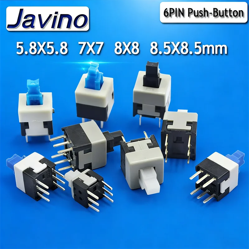 10/50/100Pcs 6 Pin Self-Locking/Unlock Push Tactile Micro Switch 5.8x5.8 7x7 8x8 8.5x8.5mm Power Button Switch