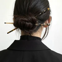 Palillos para el cabello con estampado de leopardo Vintage, moño de acetato de estilos chinos, horquilla para el cabello para mujeres y niñas, accesorios de peinado para moño de fiesta