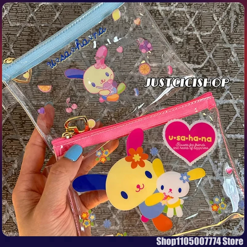 

Kawaii Japanese U-Sa-Ha-Na Rabbit Wallet Storage Bag Transparency Pu Coin Purse Zipper Pouch Card Id Holder Small Wallet Gift