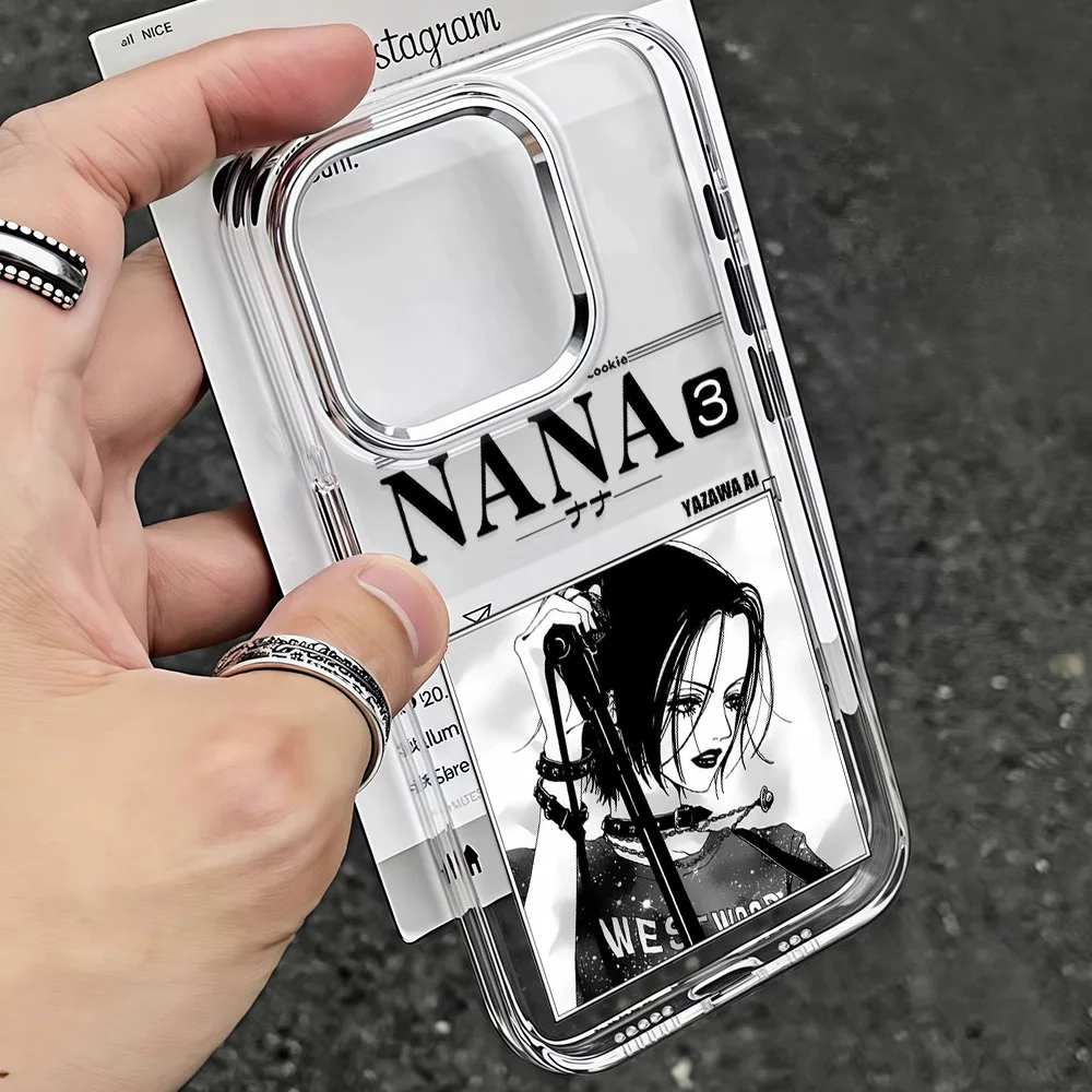 أنيمي كول نانا أوساكي خط جراب هاتف آيفون 17 16e 16 15 14 13 12 11 Mini Pro Max X XR 8 7 Air Plus غطاء ناعم شفاف