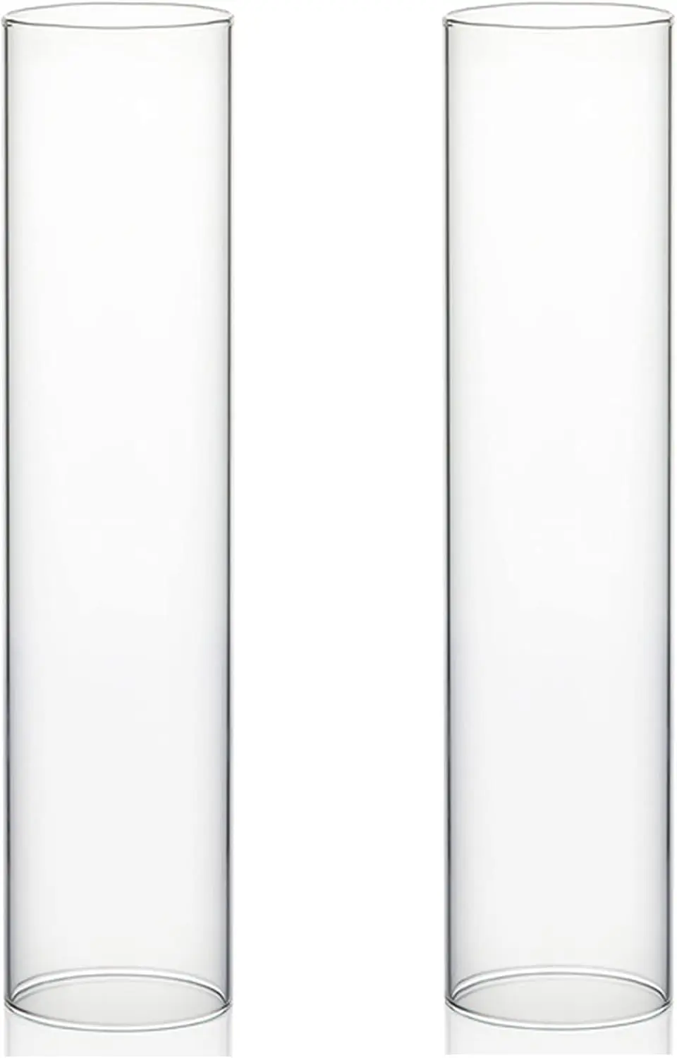 

Clear Glass Hurricane Candle Holder Sleeve 18" Tall for Pillar Candles, Open Ended Cylinder Chimney Shade, 2 Pack