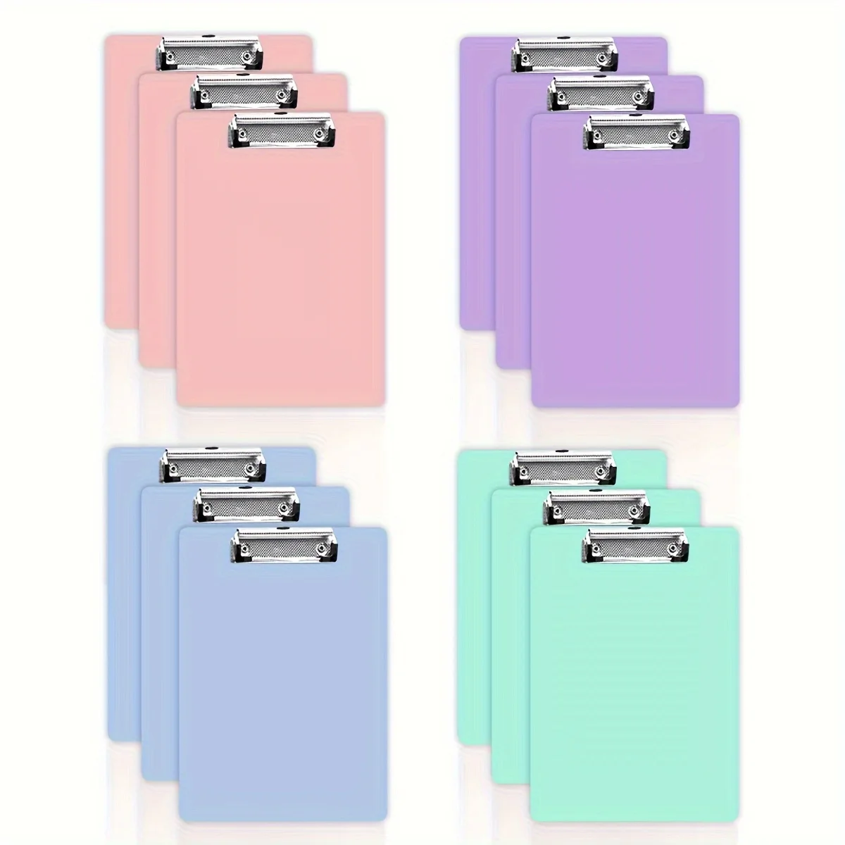 

12pcs Durable PP A4 Clipboards - Multi-Color, Thick File & Document Holders with Metal Clips for Office, Meetings, and Writing
