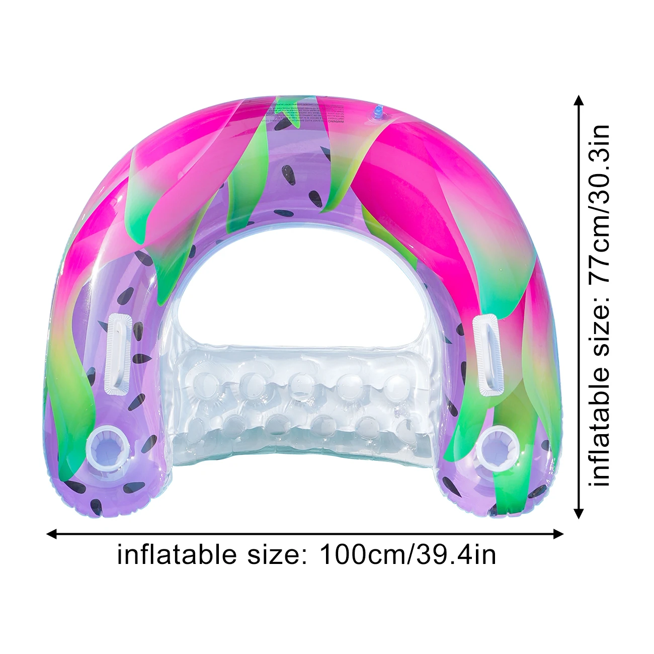 ที่นอนลอยน้ำเป่าลมแบบนั่ง 1 ชิ้น, เก้าอี้ลอยน้ำสำหรับสระว่ายน้ำพร้อมที่วางแก้วในตัว, ที่จับที่ทนทาน