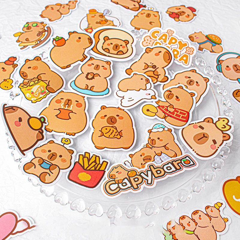 50 Stuks Schattige Cartoon Capybara Graffiti Stickers Creatieve Grappige Mode Decoratieve Plakboek Kleverige Telefoon Kind Stickers