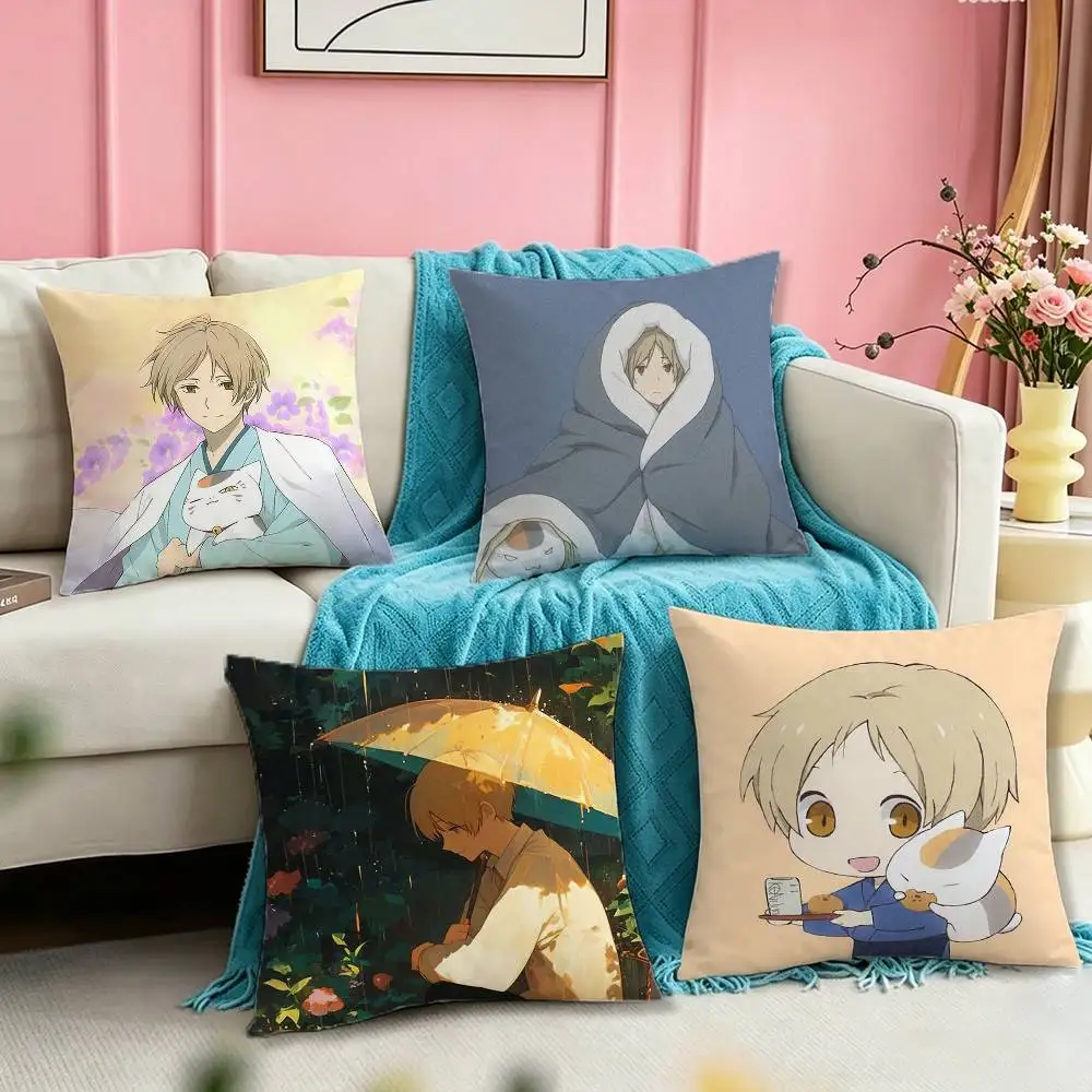 N-Natsume Book Of Friends Reishi Youkai  Square Double-Sided printed Pillow Case Bedroom Bedside Pillow Sofa Cushion Cover