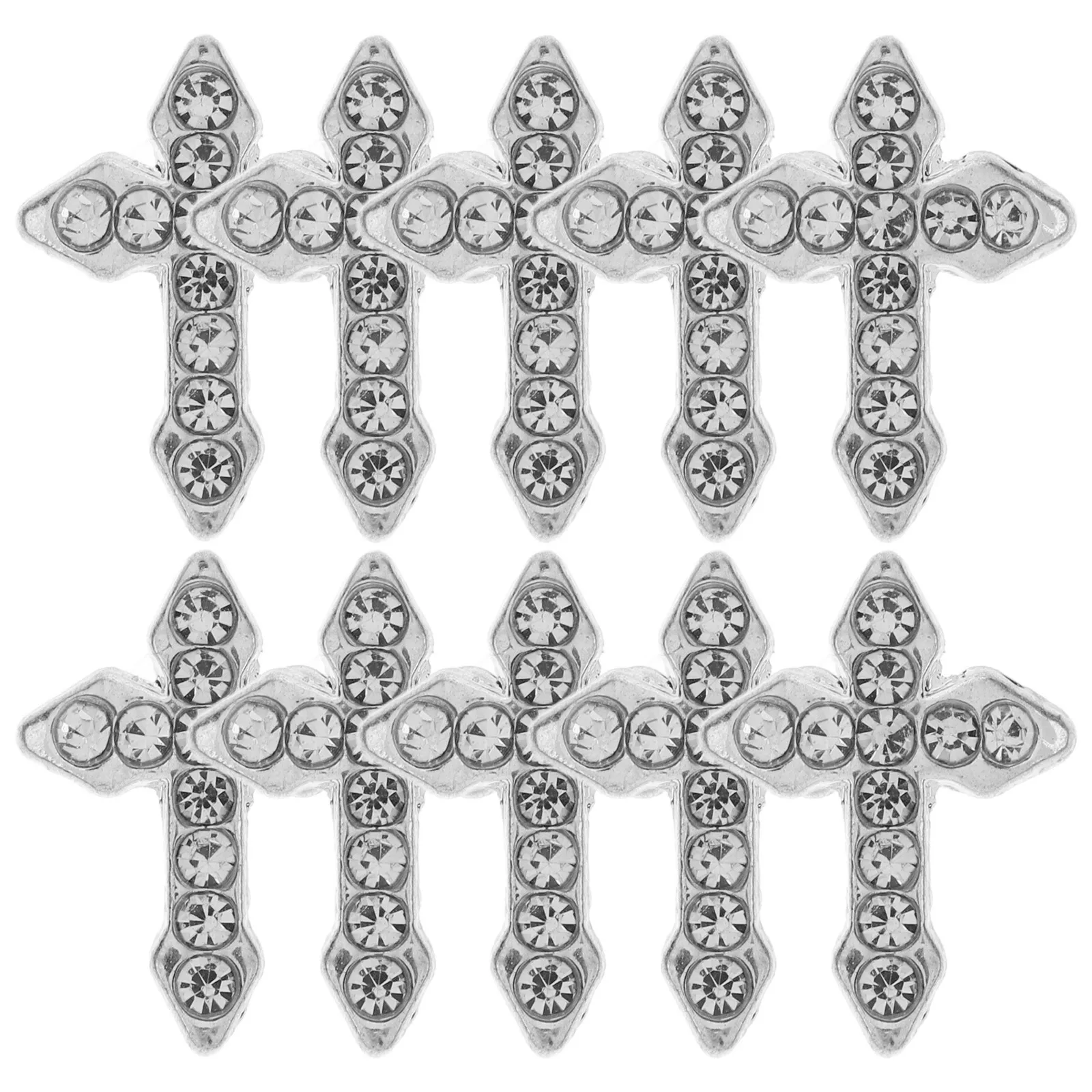 10개입 십자가 네일 참 3D 메탈 라인스톤 고딕 네일 아트 장식 아크릴 네일용 매니큐어 DIY 디자인 장식품