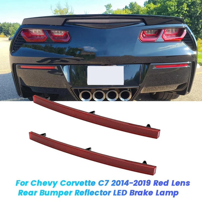 For Chevy Corvette C7 2014-2019 Red Lens Rear Bumper Reflector LED Lights 84031887 84031888 Car Tail Brake Lamp