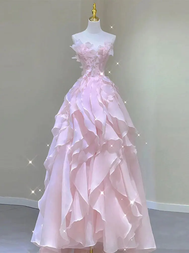 

Длинное вечернее платье А-силуэта из полиэфирного волокна с цветочным узором на талии, на молнии, для выпускного вечера, дня рождения, экзаменов, роскошное