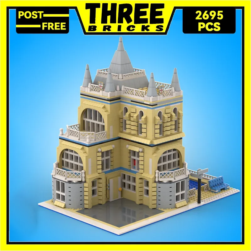 ThreeBricks Moc Building Blocks Street View Model Of Hotel With A Pool 10214 Technology Bricks DIY Toys For Kids Children Gifts