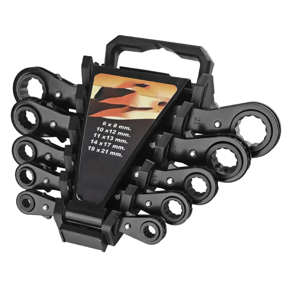 

Набор из 5 гаечных ключей с трещоткой для ремонта автомобилей, портативный компактный набор инструментов для авторемонта