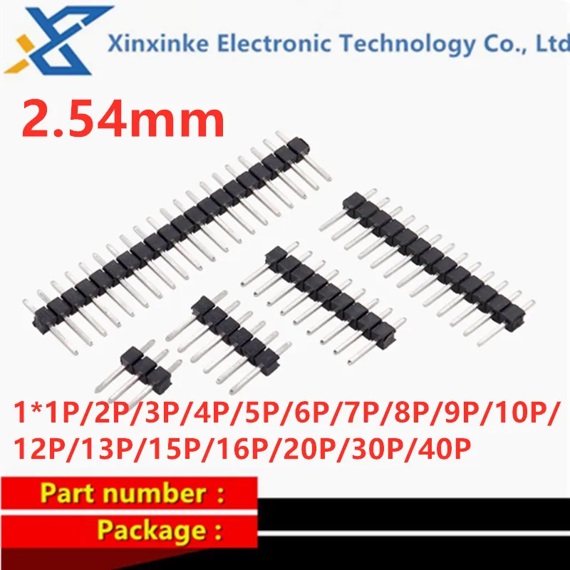 10~100PCS Spacing 2.54MM Single Row Pin Header Single Row Needle Contact Pin 1*40PIN 1P 2P 3P 4P 5P 6/7/8/9/10/12/14/15/16/20P