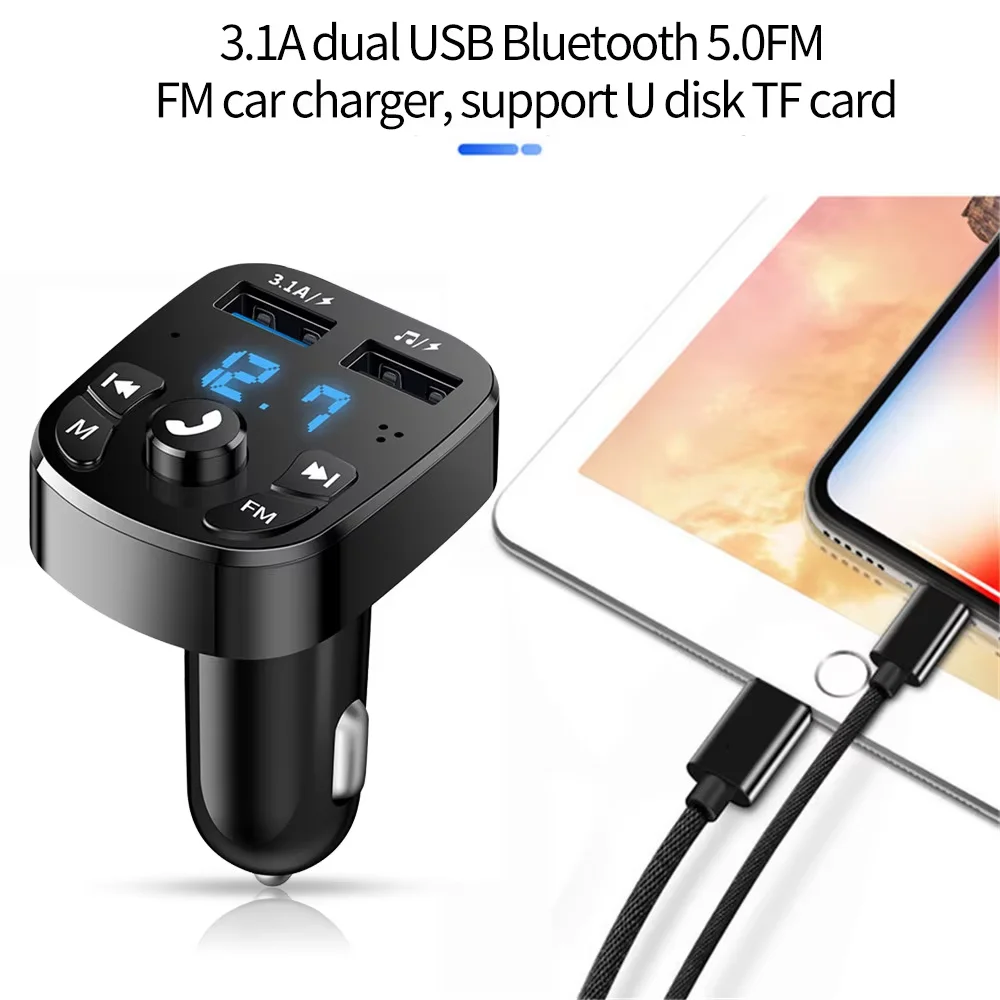 2026 New Bluetooth 5.0 Aux Handsfree Wireless Car Kit Dual Usb Car Charger Auto Radio Fm Modulator Mp3 Player Adapter image 5