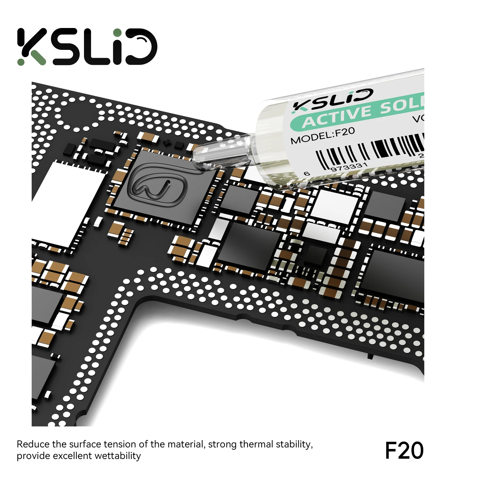 KSLID F20 10CC جودة عالية خالية من الرصاص/خالية من الهالوجين/بدون رائحة/لا تنظيف لحام تدفق للهاتف LED بغا لحام مصلحة الارصاد الجوية PGA PCB إصلاح