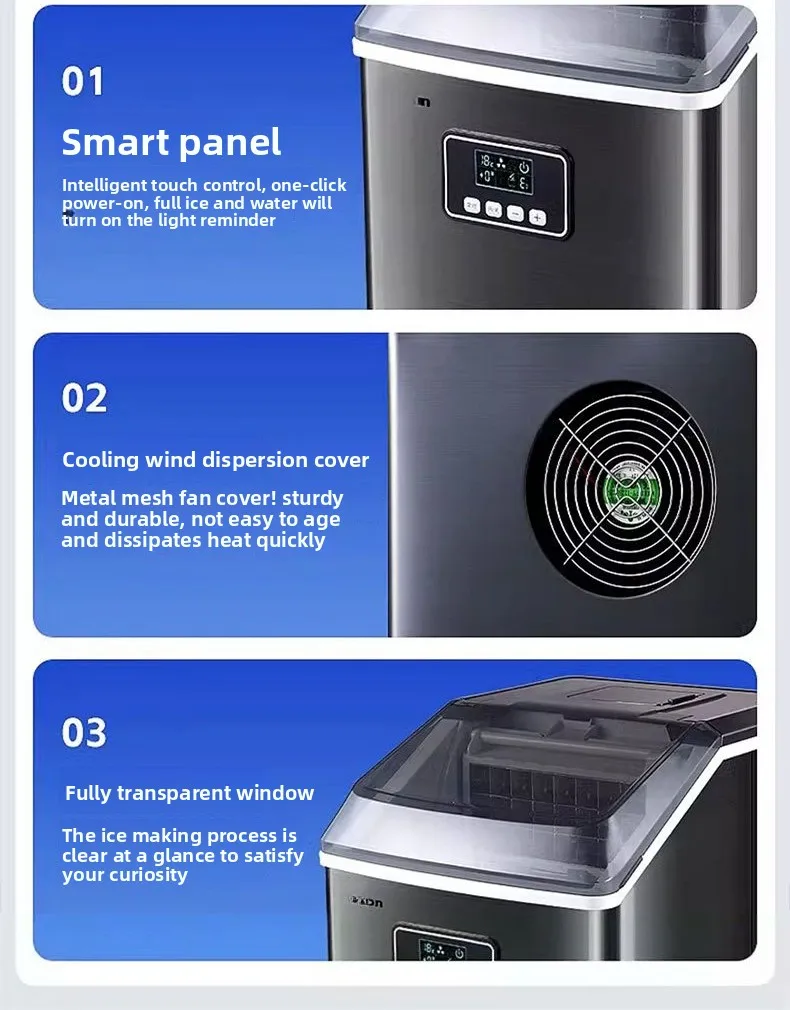 24時間製氷 30KG 小型業務用家庭用製氷機 大容量自動角氷製造機