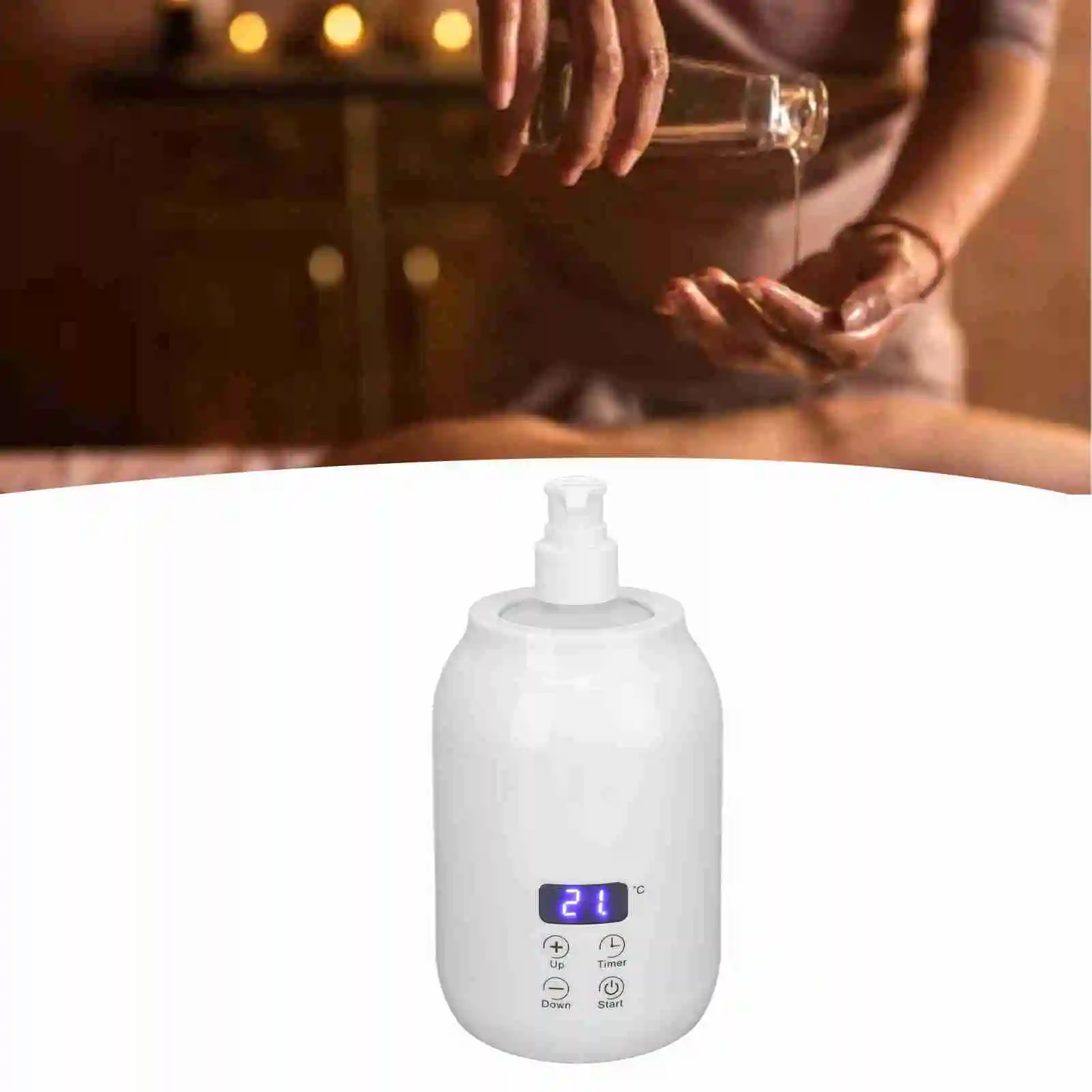 

Massage Oil Heater LED Display Touch Control Temperature Adjust Essential Oil Bottle Warmer