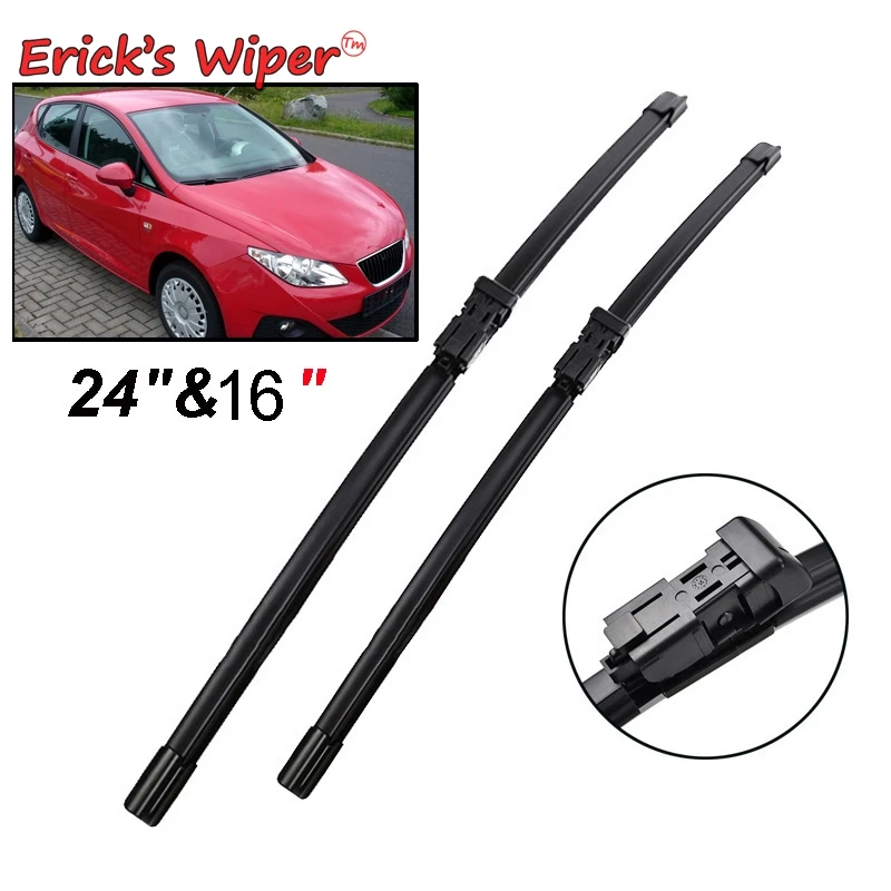 Erick\'s Wiper LHD Front Wiper Blades For Seat Ibiza 6J 2008 - 2017 Windshield Windscreen Window Car Rain Brushes 24\'\'+16\'\'