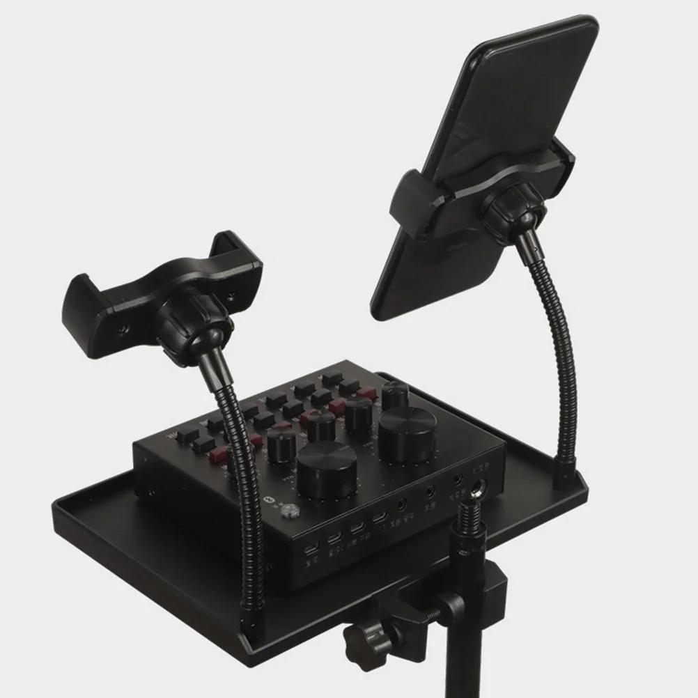 

Microphone Sound Card Tray Clip-On Stand For Mic Holder Phone Mount Multi-Purpose Audio Accessory Broadcast Live Studio Use
