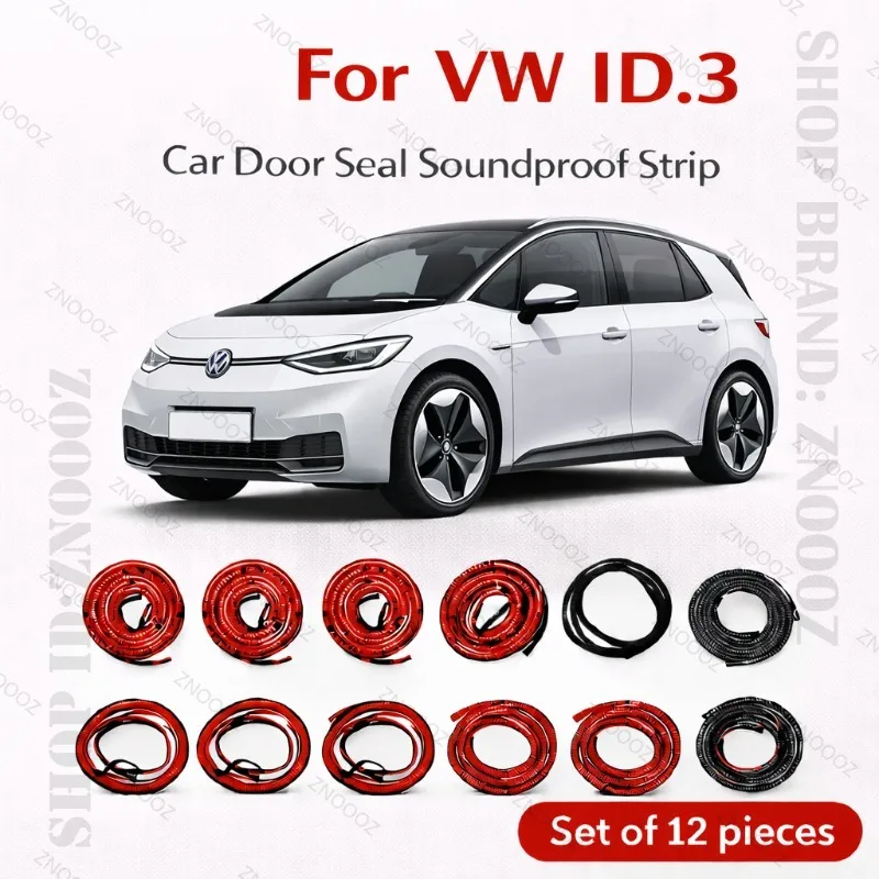 Car Door Seal Strip Rubber Double Layer Soundproof Dustproof Waterproof Door Weatherstrip 12PCS Set For Volkswagen ID.3