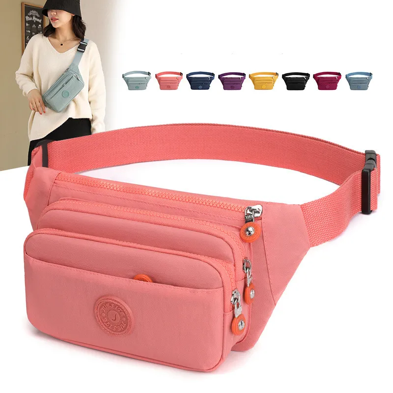 Waist Bags For Women 2024 New Nylon Leisure Solid Color Fanny Pack For Girls Crossbody Chest Bag Belt Waist Packs