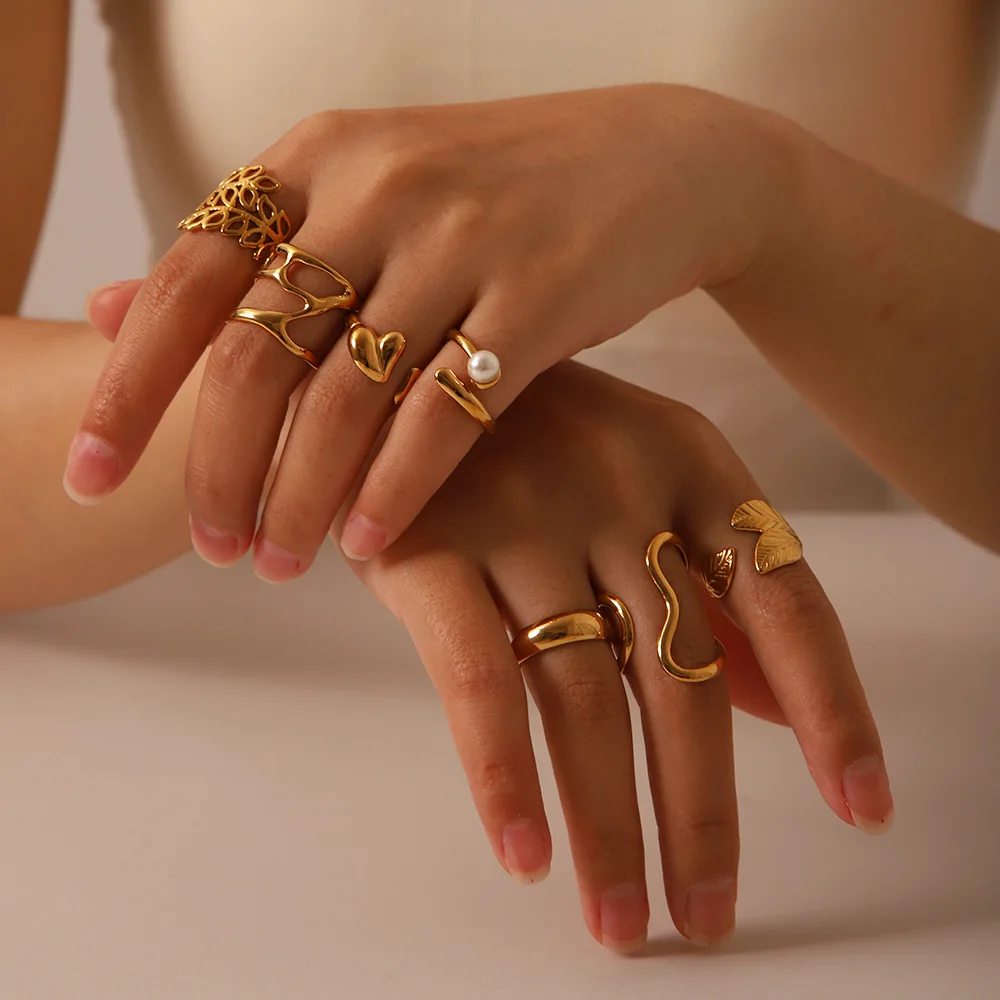 خواتم ذهبية اللون من الفولاذ المقاوم للصدأ قابلة للفتح للنساء إكسسوار على شكل شخصية ساحرة