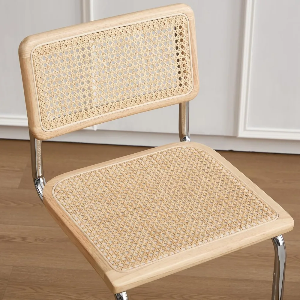 Bangku Tinggi Konter Rotan Alami, Kursi Bar Boho Set 2 dengan Punggung Kayu, Kursi Bar Modern 24 Inci, Tidak Bisa Abad Pertengahan