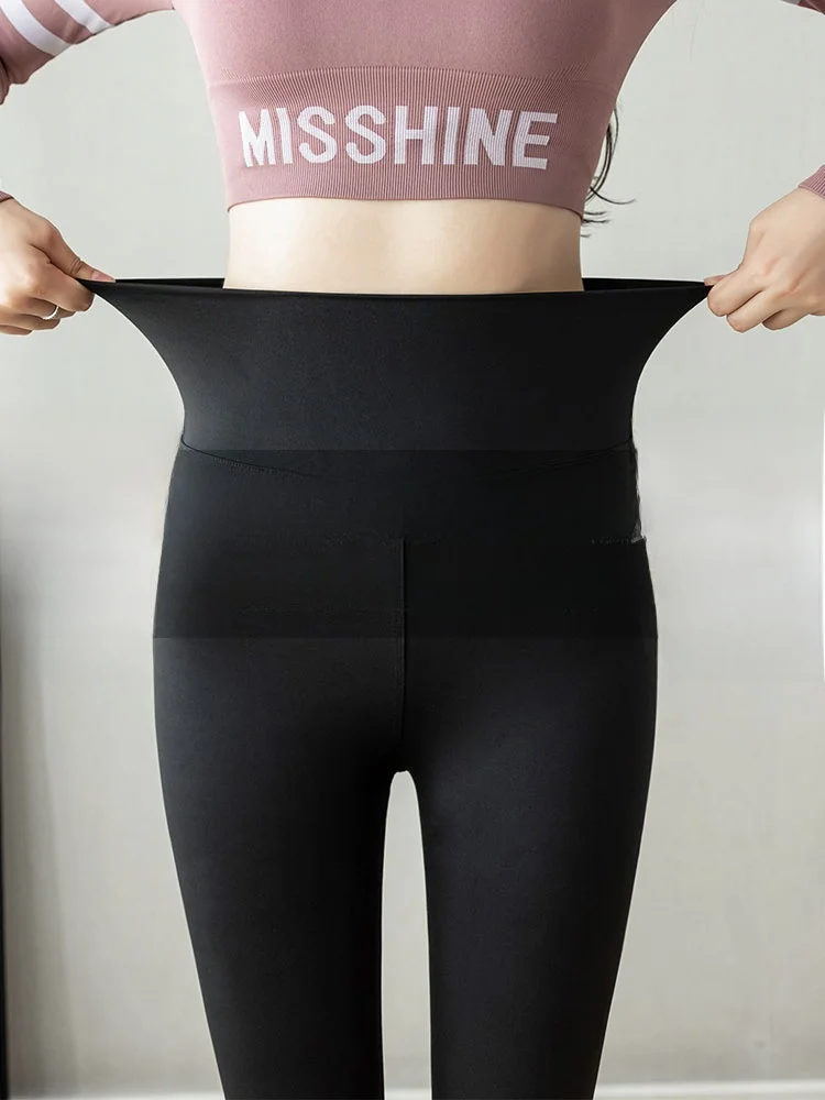 

Брюки из аркскина больших размеров для женщин, для йоги и фитнеса, с высокой талией, облегающие, длиной девять десятых, базовый слой, весна-осень, новинка