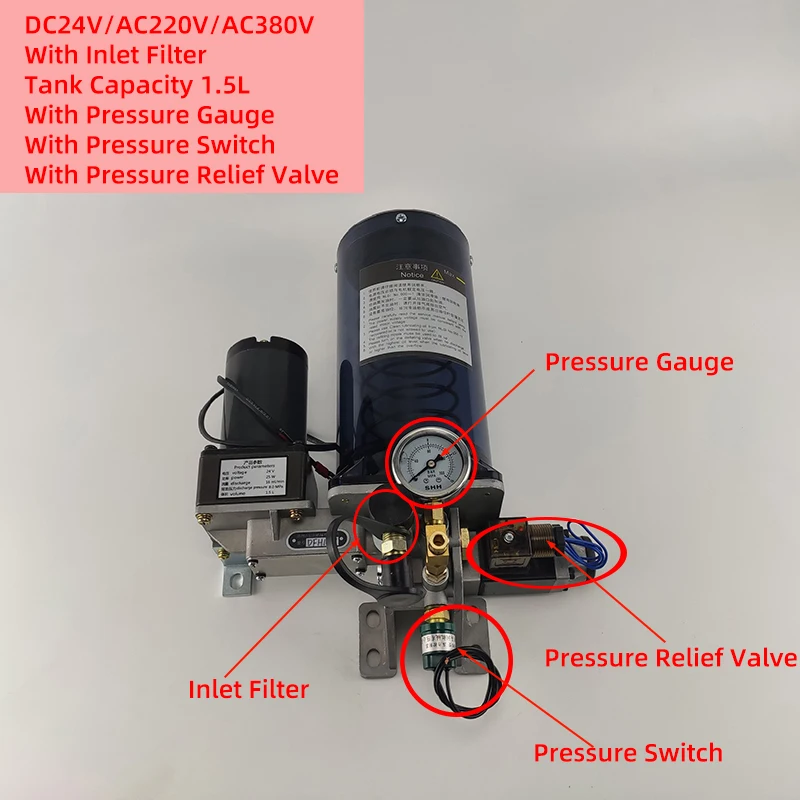 

Электрический смазочный насос AC220V/AC380V/DC24V/DC12V 0,8 л/1,5 л расход 15 мл/мин с предохранительным клапаном смазочный фильтр манометр