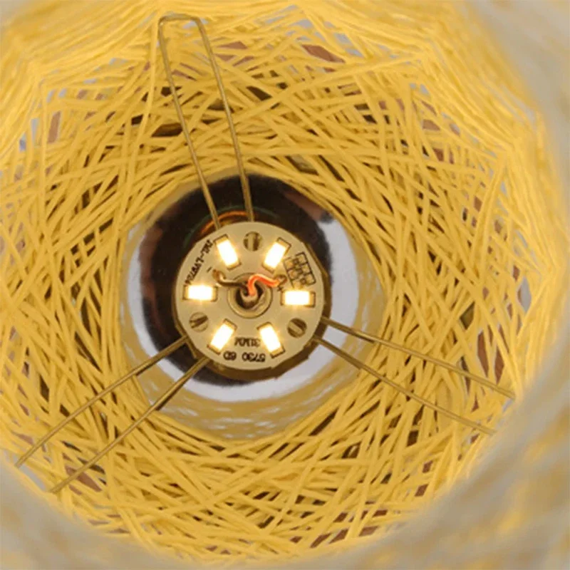 Luce notturna da comodino per camera da letto creatività personalizzata filo di canapa in legno avvolto lampade da tavolo a sfera in Rattan decorazione luce da scrivania a LED