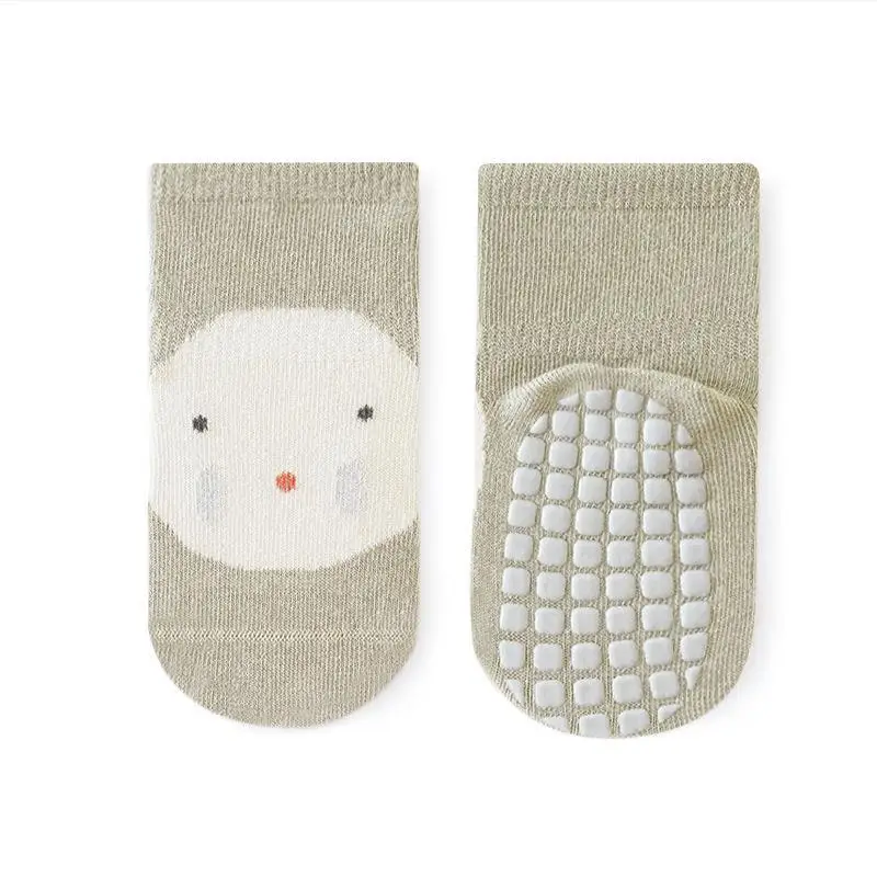 Calcetines de algodón peinado para Bebé y Niño, medias antideslizantes, transpirables, adhesivas, con dibujos animados, para otoño e invierno, 2 pares, 0-5 años