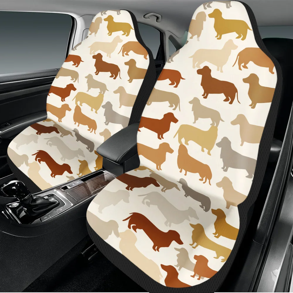 Durable 2pcs Dachshund Silhouette Parade Car Seat Covers For Front Seats, Universal Fit For Men And Women, Ideal For Cars, Sedan