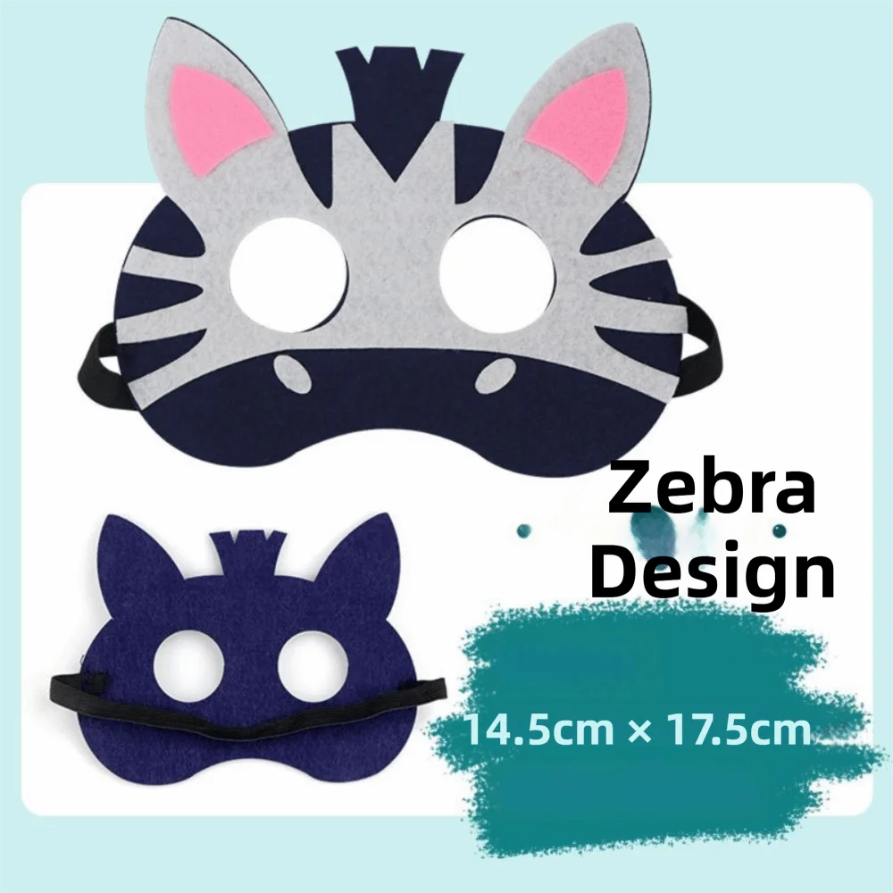 4 szt. Maseczki zwierząt z filcu na Dzień Dziecka, filcowe maski dla dzieci, maski do cosplayu zwierząt, uszy zwierząt, wzór z kreskówek