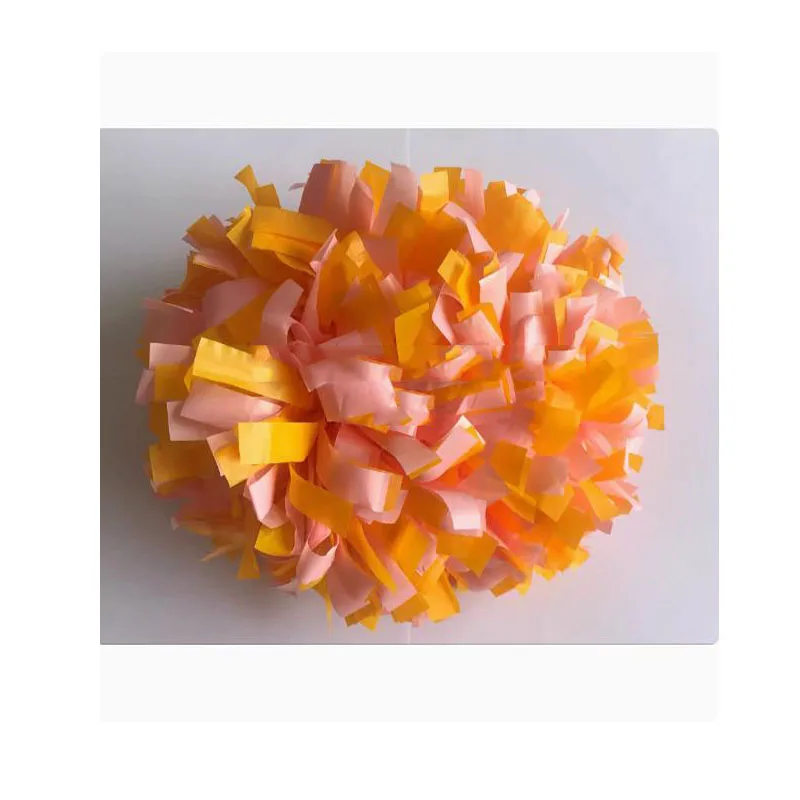 

1piece,Custom Pompom Cheerleader Poms, Plastic Dusty Pink with Plastic Yellow, 4 ",6",8"