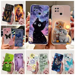For Xiaomi Redmi 10C Case Cute Cat Luxury Butterfly Painted Cover 6.71'' Soft Silicone Case For Xiaomi Redmi 10C Redmi10C Fundas