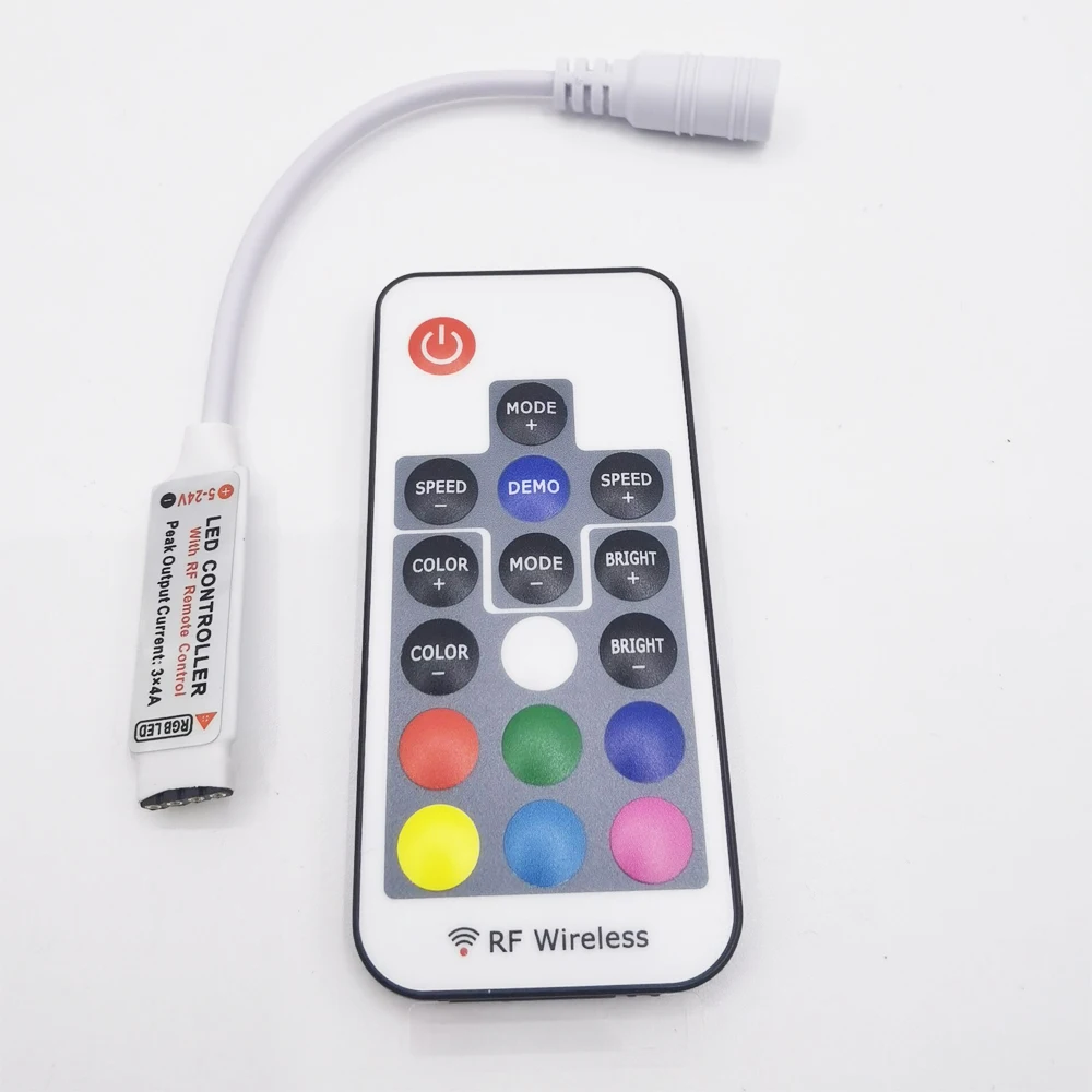 17-klawiszowy bezprzewodowy pilot zdalnego sterowania LED Mini RF do pasków kolorowych RGB 5050/3528/5730/5630/3014