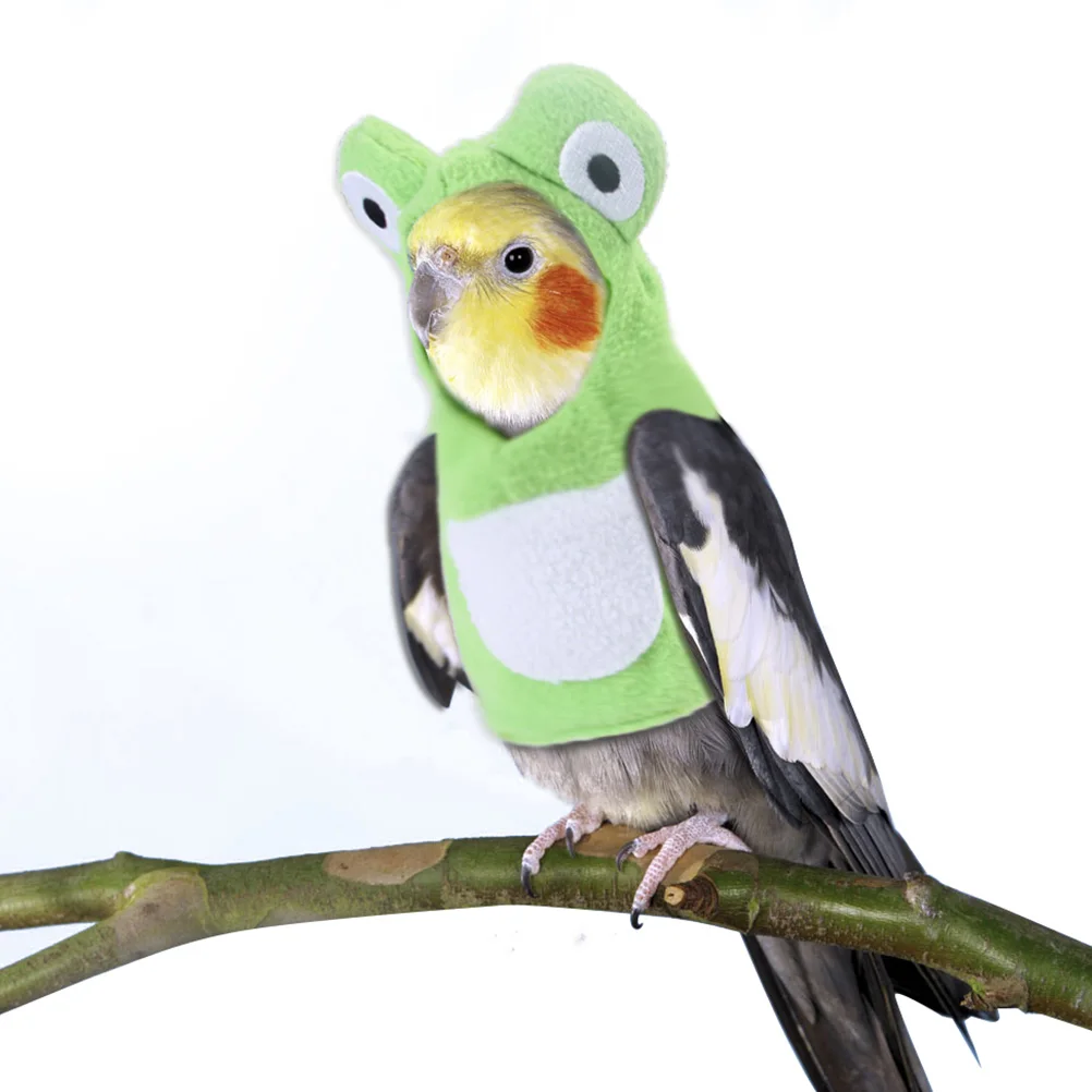 

Frog-shaped Parrot Clothes Soft Cotton Halloween Costumes Lightweight Suit Easy Clean Printed Diaper Adjustable Strap Cute Shape