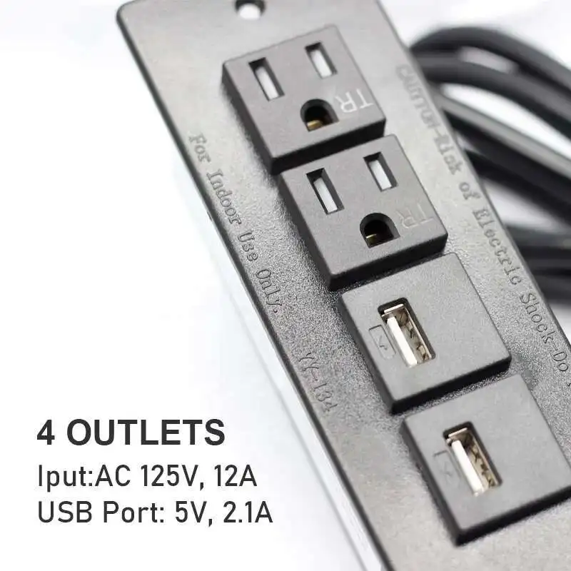 Meubles de conférence de bureau d'hôtel encastrés 2.5 mètres 16AWG prise de multiprise prise ca avec 2 Ports USB