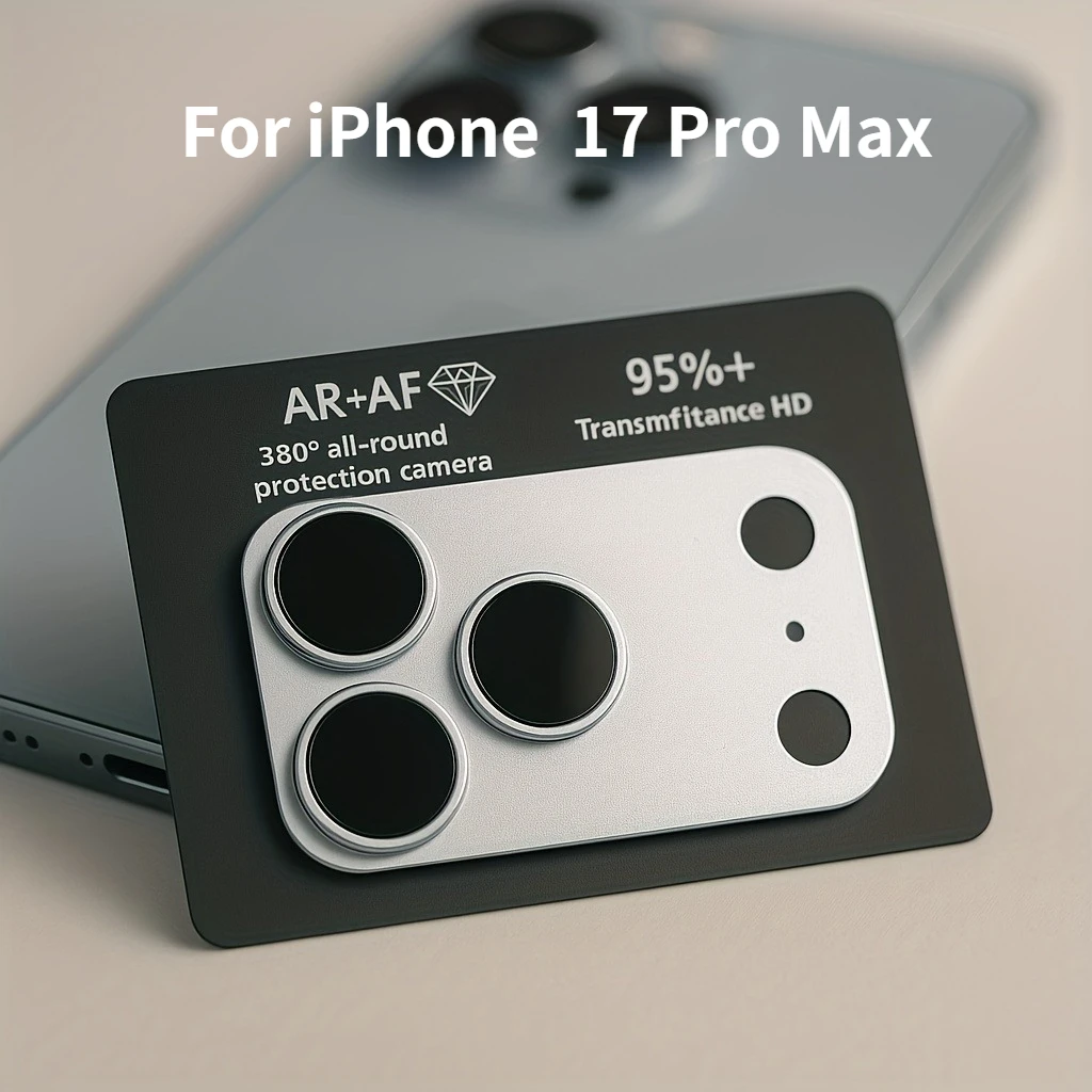 HD-Kameraschutz für iPhone 17 Pro Max 17 Pro: Kratzfester Vollschutzring aus Kunststoff mit gehärteter Glasfolie für die Linse