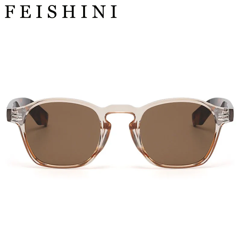 Feishini Oval Brand Designer Sunglasses Men Transparent Frames Quality Blue Fashion Rectangle Sunglass Women Vintage Eyewear