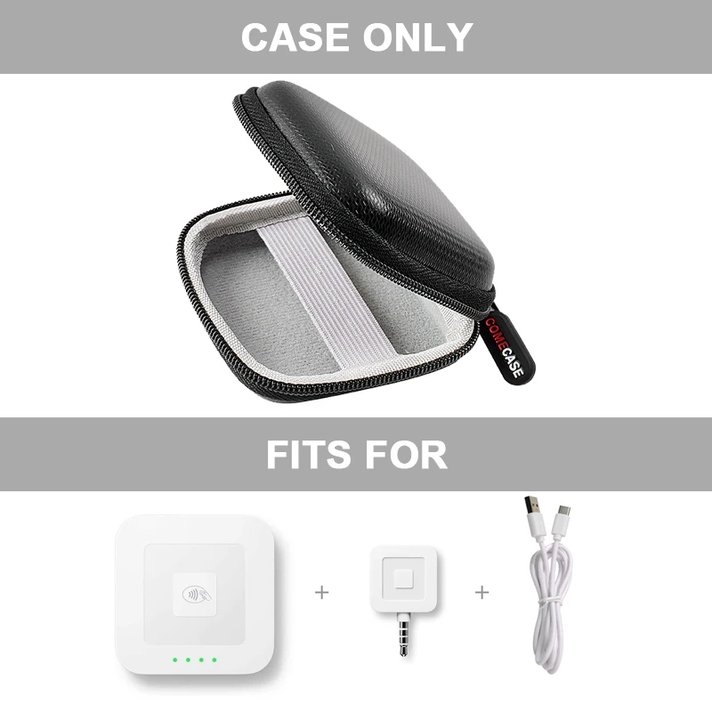 Chip Card Reader Scanner Case, Hard Carrying Bag Holder Fits Square A-SKU-0485 Contactless and Chip Reader with USB Charge Cable