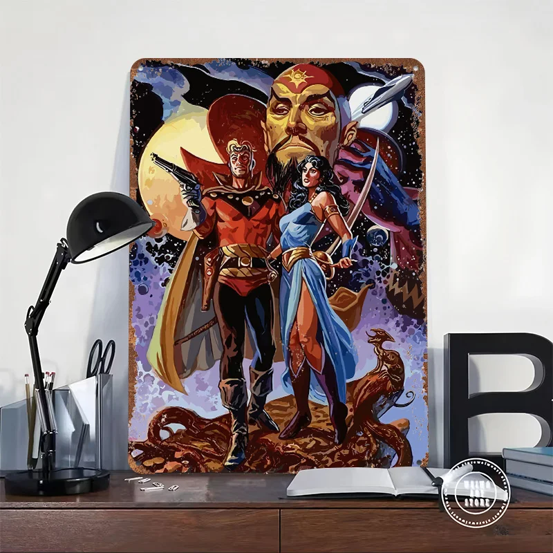 Flash Gordon Comic Book Cover Art Printing Poster Customized Retro Wall Art Vintage Metal Signs for Mancave Room Accessories