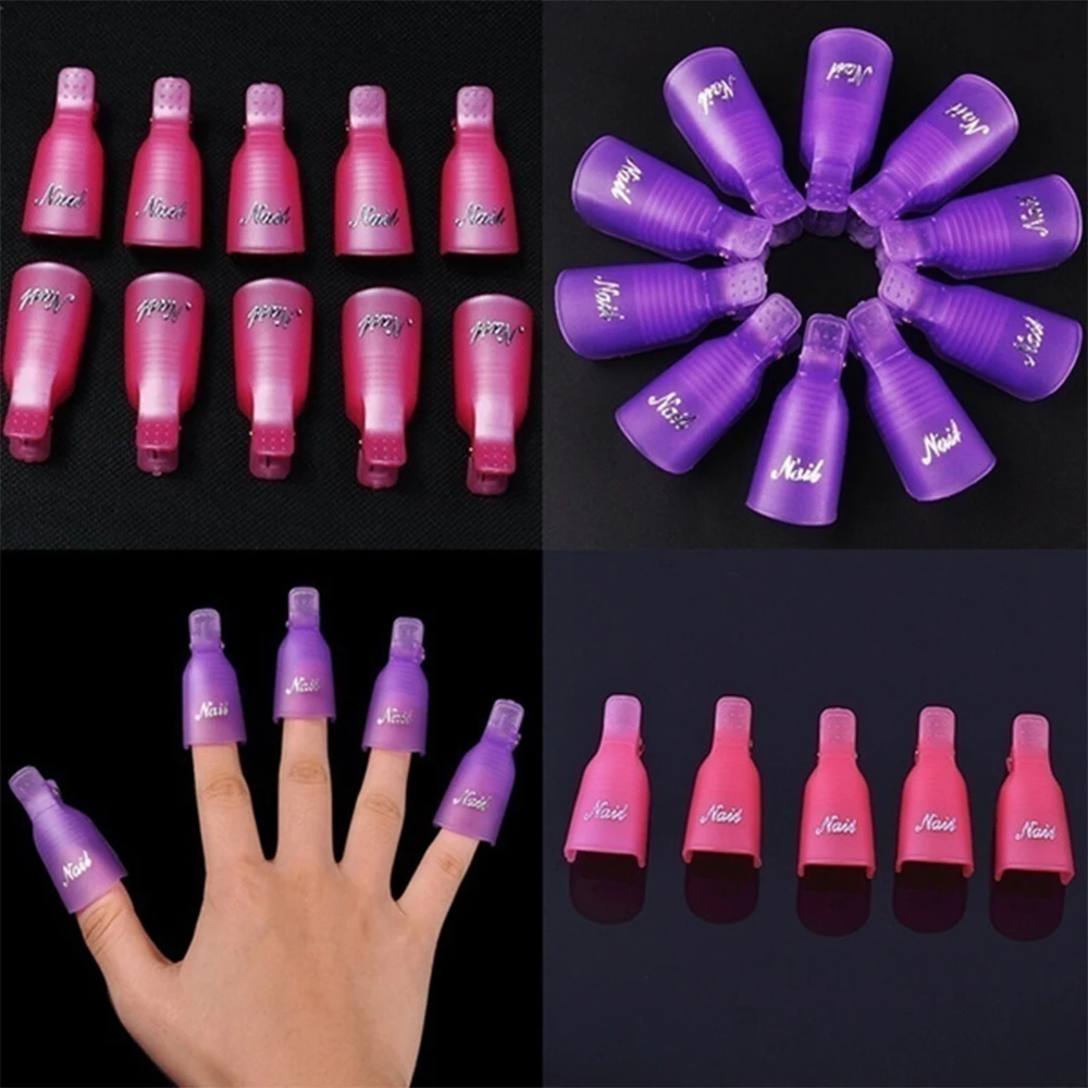 (10Pcs) Gel Nail Polish Remover Cap Clips Resuable Finger&Toe Nail Clips for removal Acrylic Nail Art Gel Polish Soak Off Tool