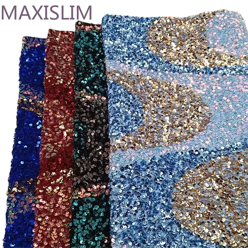 NEW 5MM Flanne Two-Color Sequin Embroidery Fabrics By Yards DIY Sewing Party Stage Dress Wave Type Sequin Fabrics Wide:125CM